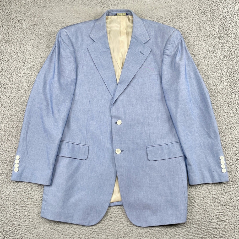 Alan Flusser Blazer Mens 42R Blue Two Button Classic Professional Sport Coat